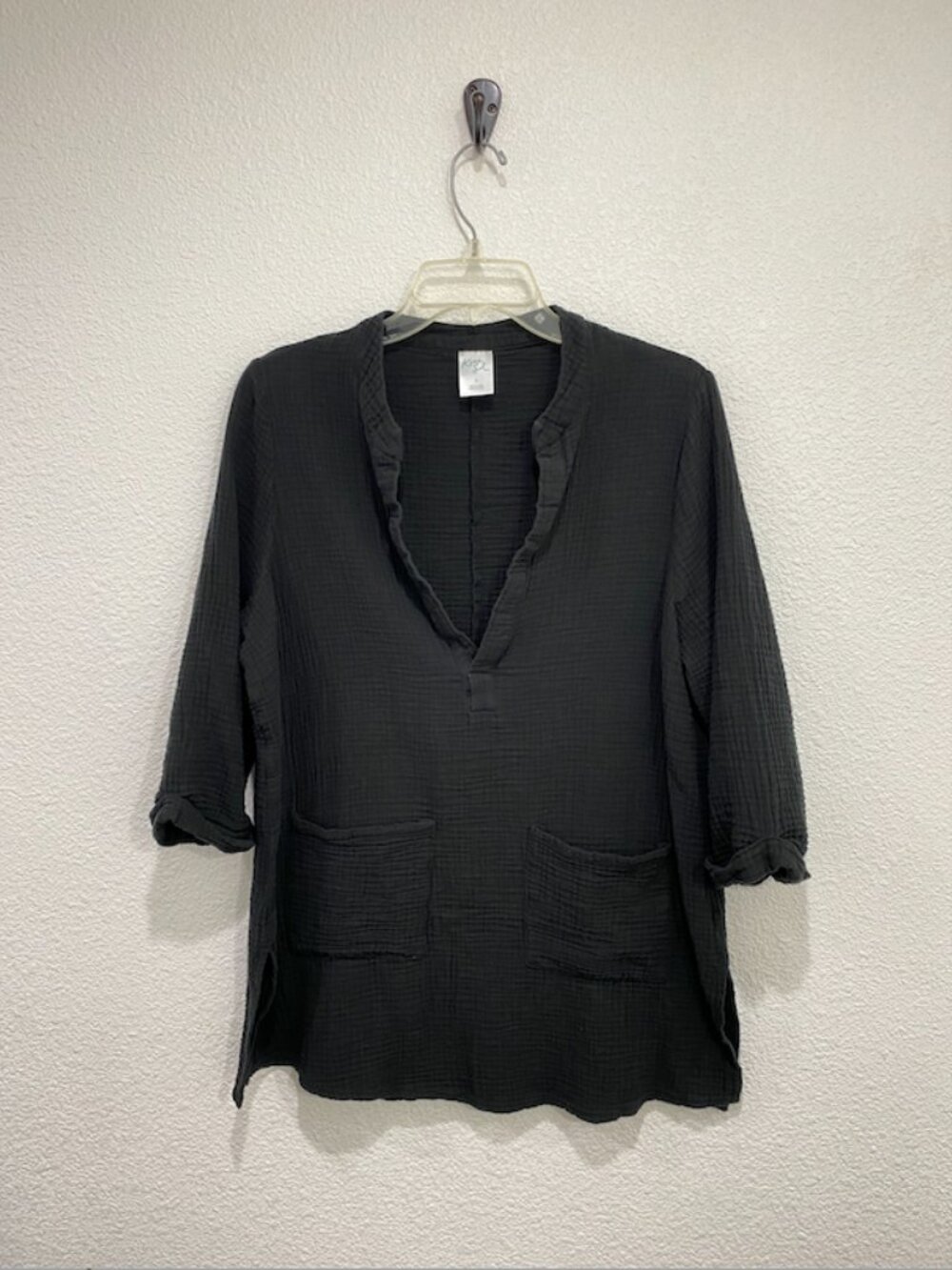 Kona Sol Tunic Top Beach Cover Up Gauze Black Small - Picture 2 of 5
